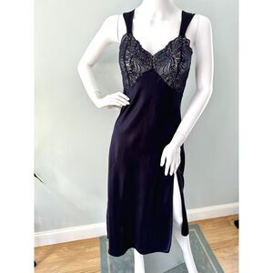Vintage Victoria's Secret Gold Label Dark Purple Satin Slip Dress Gown size P